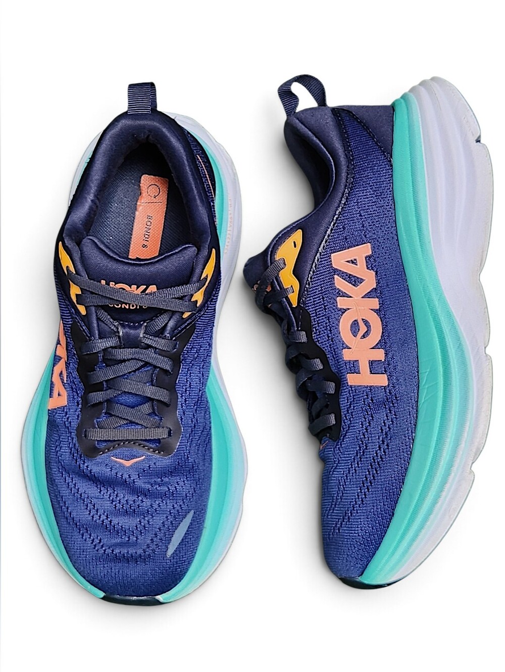 Hoka Bondi 8 Womens Size 8 D Navy Athletic Running Extra Cushion Shoes Sneakers